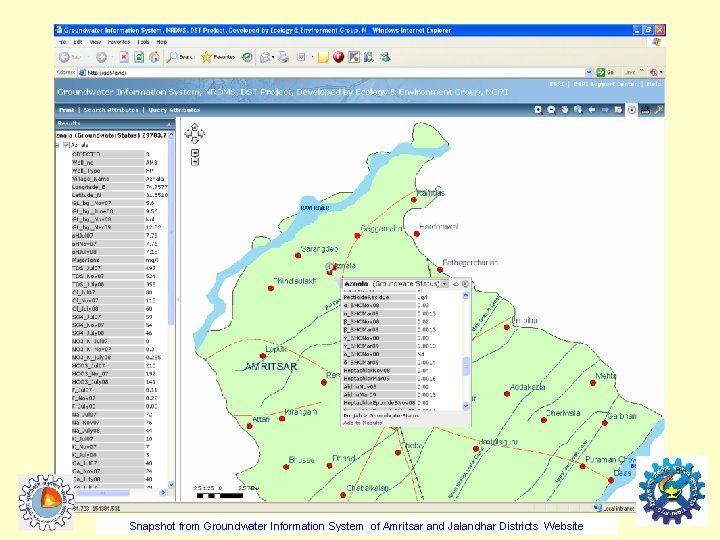 Snapshot from Groundwater Information System of Amritsar and Jalandhar Districts Website 