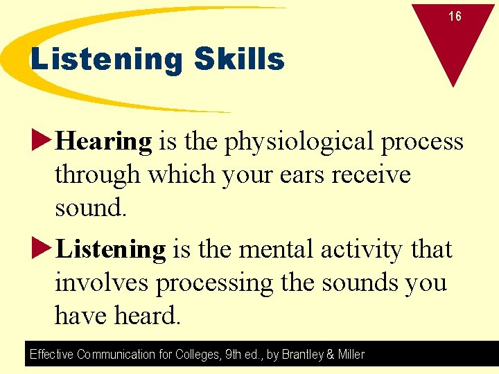 16 Listening Skills u. Hearing is the physiological process through which your ears receive