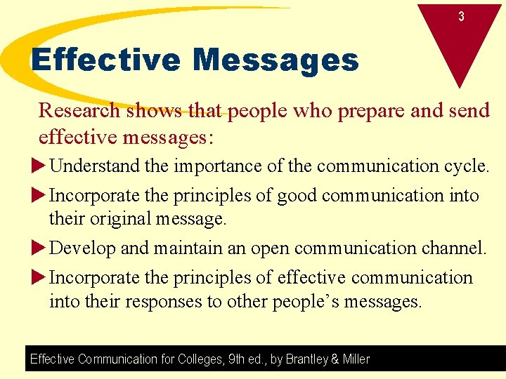 3 Effective Messages Research shows that people who prepare and send effective messages: u