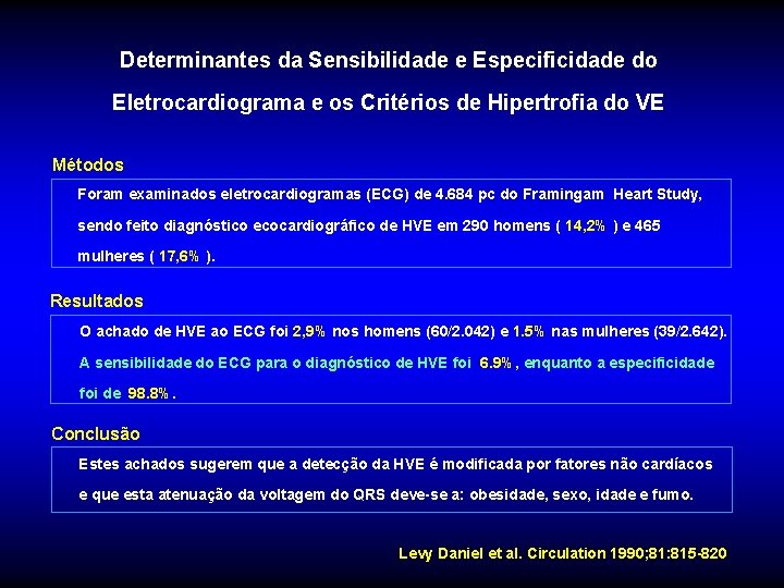 Determinantes da Sensibilidade e Especificidade do Eletrocardiograma e os Critérios de Hipertrofia do VE