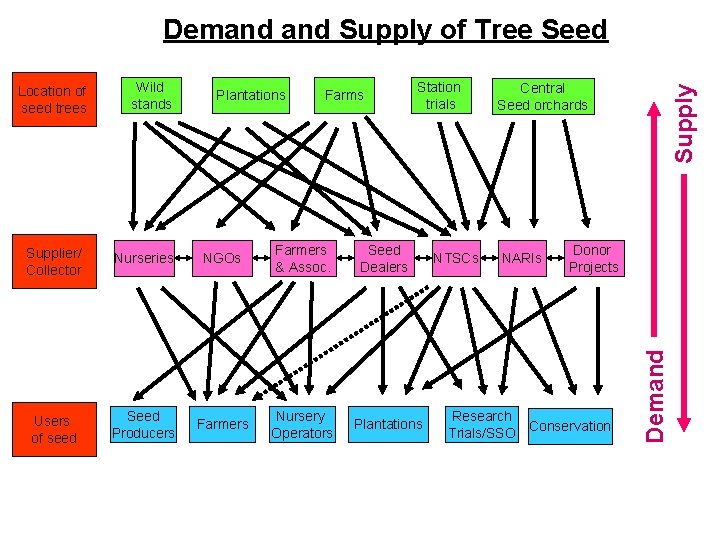 Demand Supply of Tree Seed Plantations Farms Supplier/ Collector Nurseries NGOs Farmers & Assoc.