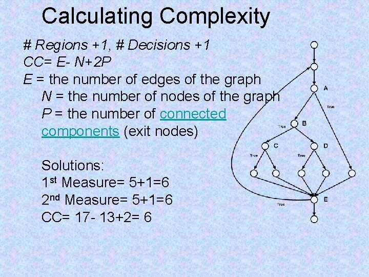 Calculating Complexity # Regions +1, # Decisions +1 CC= E- N+2 P E =