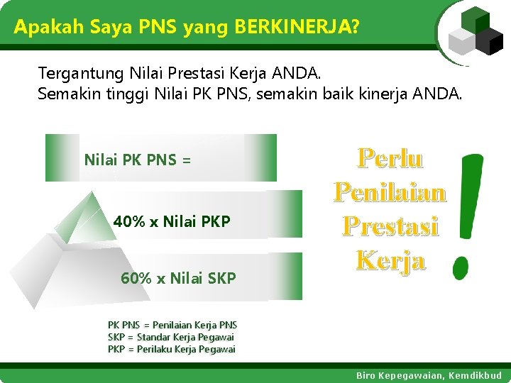 Apakah Saya PNS yang BERKINERJA? Tergantung Nilai Prestasi Kerja ANDA. Semakin tinggi Nilai PK