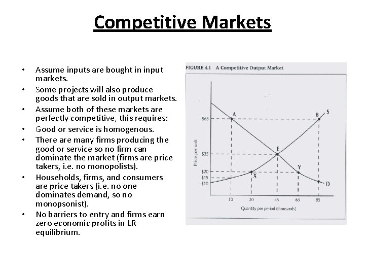 Competitive Markets • • Assume inputs are bought in input markets. Some projects will