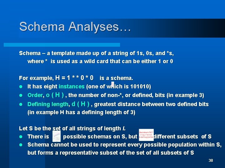 Schema Analyses… Schema – a template made up of a string of 1 s,