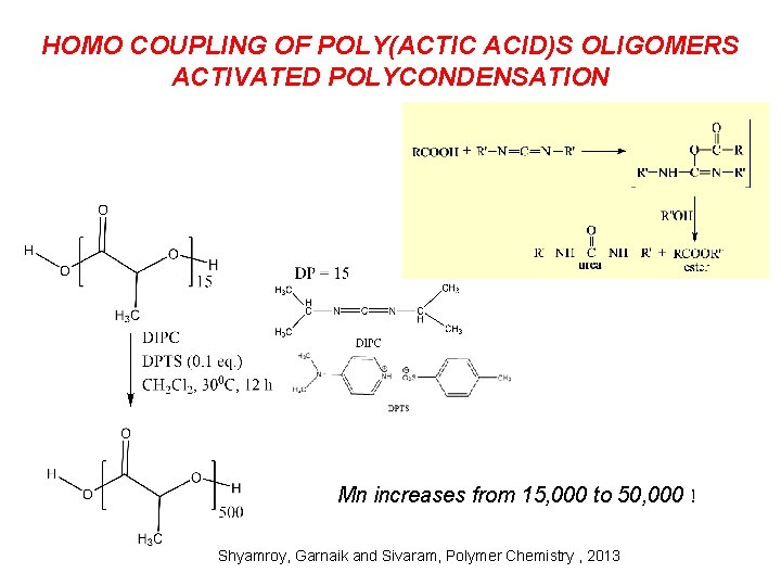 HOMO COUPLING OF POLY(ACTIC ACID)S OLIGOMERS ACTIVATED POLYCONDENSATION Mn increases from 15, 000 to