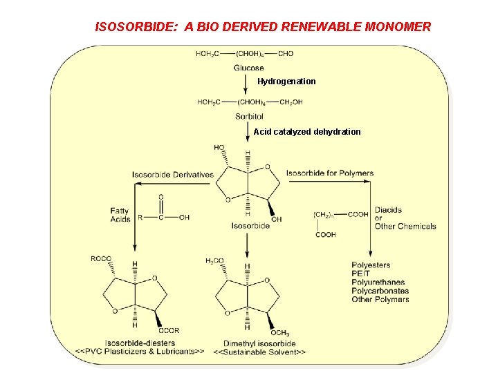 ISOSORBIDE: A BIO DERIVED RENEWABLE MONOMER Hydrogenation Acid catalyzed dehydration 
