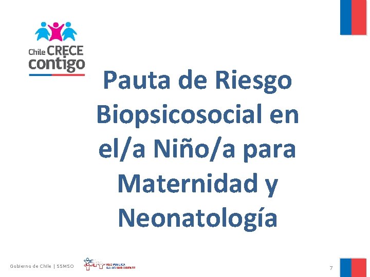 Pauta de Riesgo Biopsicosocial en el/a Niño/a para Maternidad y Neonatología Gobierno de Chile