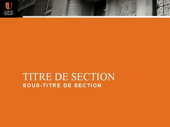 TITRE DE SECTION SOUS-TITRE DE SECTION 