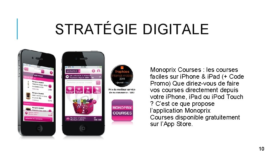 STRATÉGIE DIGITALE Monoprix Courses : les courses faciles sur i. Phone & i. Pad