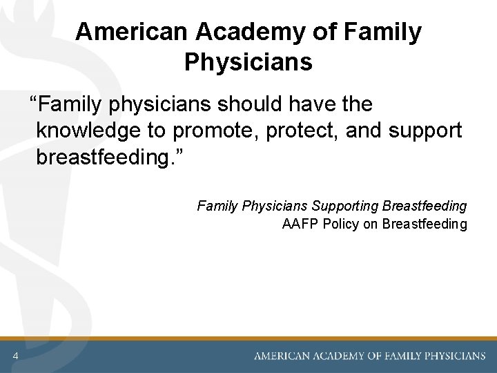 American Academy of Family Physicians “Family physicians should have the knowledge to promote, protect,