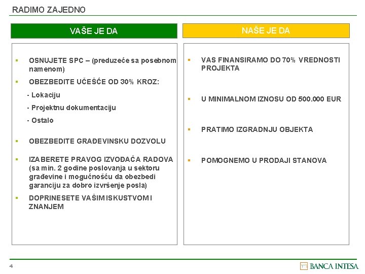 RADIMO ZAJEDNO NAŠE JE DA VAŠE JE DA § OSNUJETE SPC – (preduzeće sa