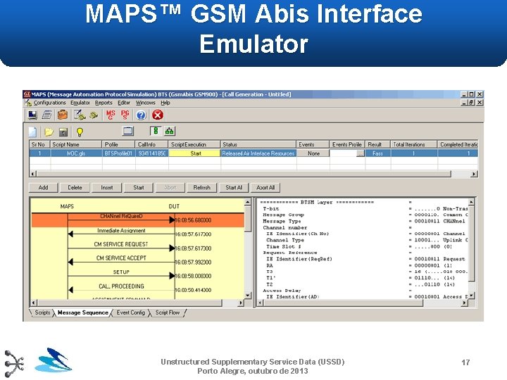 MAPS™ GSM Abis Interface Emulator Unstructured Supplementary Service Data (USSD) Porto Alegre, outubro de MAPS™ GSM Abis Interface Emulator Unstructured Supplementary Service Data (USSD) Porto Alegre, outubro de