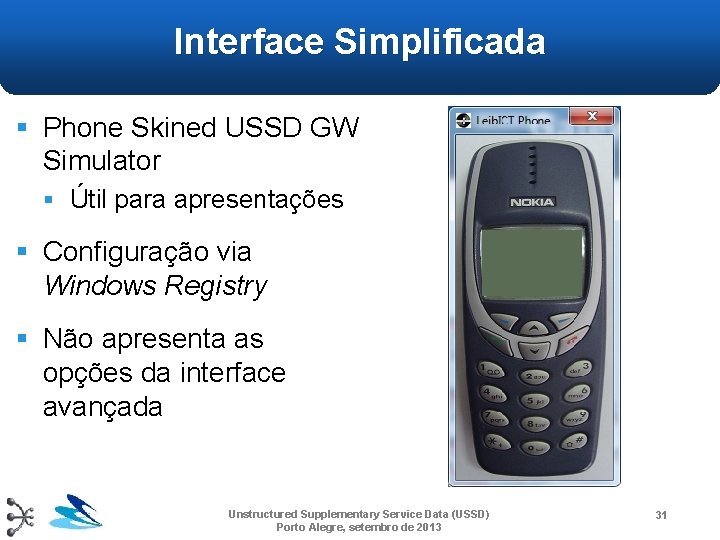 Interface Simplificada § Phone Skined USSD GW Simulator § Útil para apresentações § Configuração Interface Simplificada § Phone Skined USSD GW Simulator § Útil para apresentações § Configuração