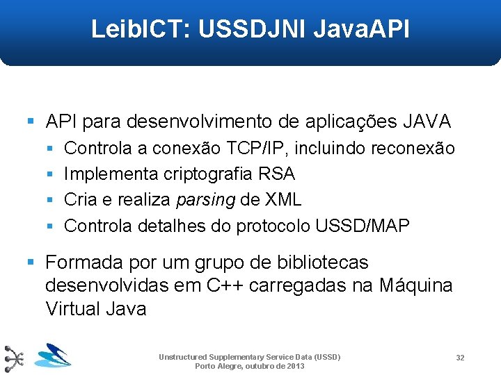 Leib. ICT: USSDJNI Java. API § API para desenvolvimento de aplicações JAVA § Controla Leib. ICT: USSDJNI Java. API § API para desenvolvimento de aplicações JAVA § Controla