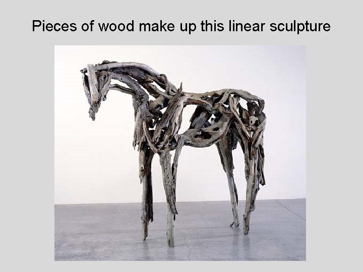 Pieces of wood make up this linear sculpture 