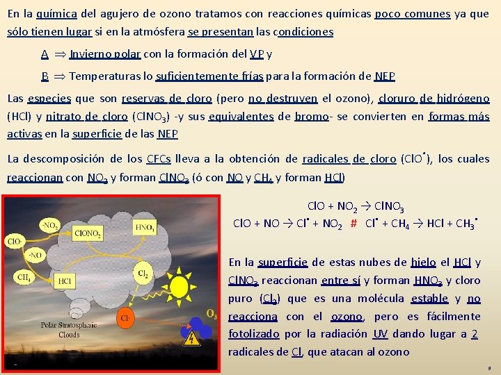 En la química del agujero de ozono tratamos con reacciones químicas poco comunes ya