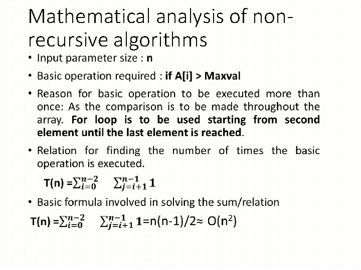 Mathematical analysis of nonrecursive algorithms • 