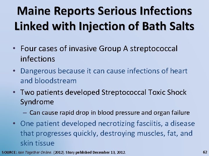 Maine Reports Serious Infections Linked with Injection of Bath Salts • Four cases of