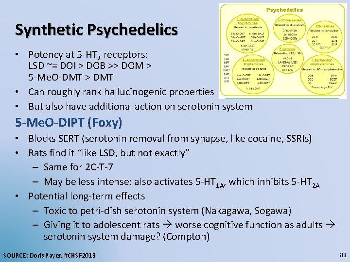 Synthetic Psychedelics • Potency at 5 -HT 2 receptors: LSD ~= DOI > DOB