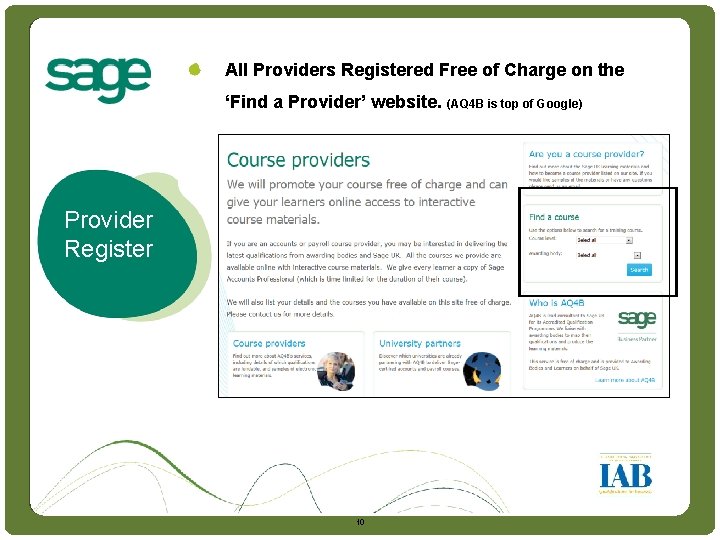 Intro All Providers Registered Free of Charge on the ‘Find a Provider’ website. (AQ