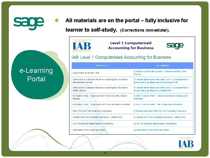 Intro All materials are on the portal – fully inclusive for learner to self-study.