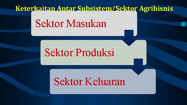 Keterkaitan Antar Subsistem/Sektor Agribisnis Sektor Masukan Sektor Produksi Sektor Keluaran 