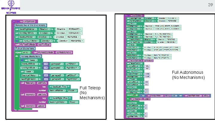 39 Full Autonomous (No Mechanisms) Full Teleop (No Mechanisms) 