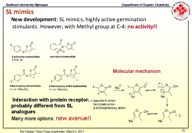 Radboud University Nijmegen Department of Organic Chemistry SL mimics New development: SL mimics, highly Radboud University Nijmegen Department of Organic Chemistry SL mimics New development: SL mimics, highly
