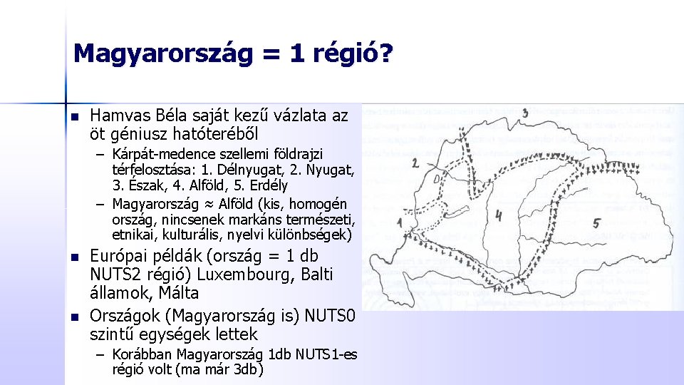 Magyarország = 1 régió? n Hamvas Béla saját kezű vázlata az öt géniusz hatóteréből