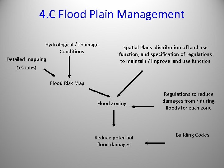 4. C Flood Plain Management Hydrological / Drainage Conditions Detailed mapping Spatial Plans: distribution