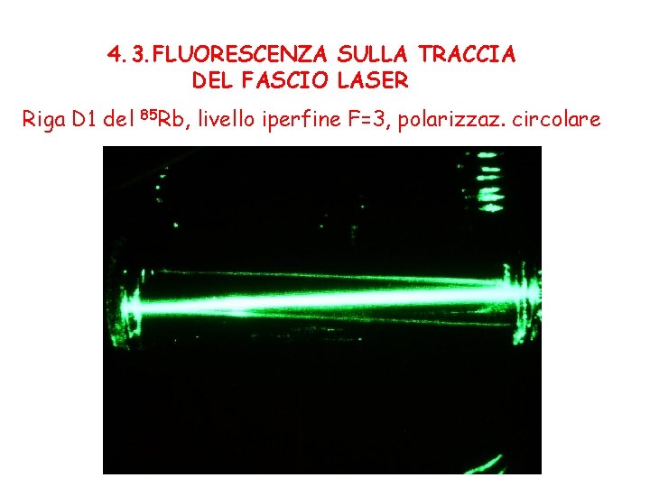 4. 3. FLUORESCENZA SULLA TRACCIA DEL FASCIO LASER Riga D 1 del 85 Rb,