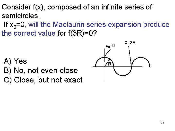 Consider f(x), composed of an infinite series of semicircles. If x 0=0, will the