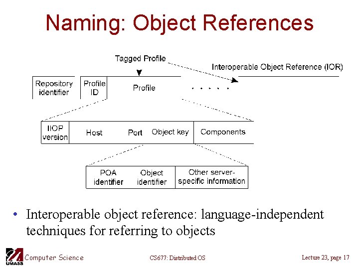 Naming: Object References • Interoperable object reference: language-independent techniques for referring to objects Computer