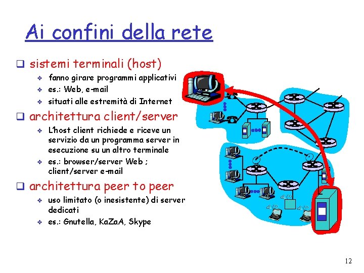 Ai confini della rete q sistemi terminali (host) v v v fanno girare programmi