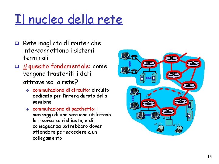 Il nucleo della rete q Rete magliata di router che interconnettono i sistemi terminali