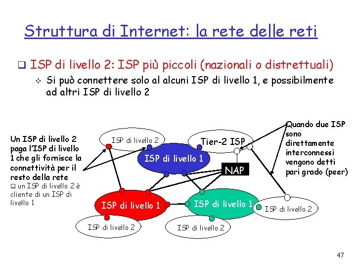 Struttura di Internet: la rete delle reti q ISP di livello 2: ISP più
