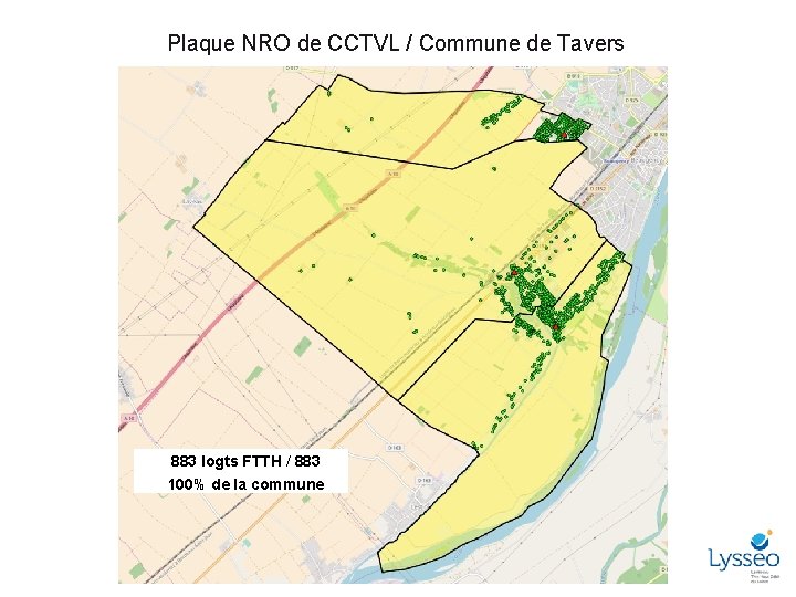 Plaque NRO de CCTVL / Commune de Tavers – 883 logts FTTH / 883