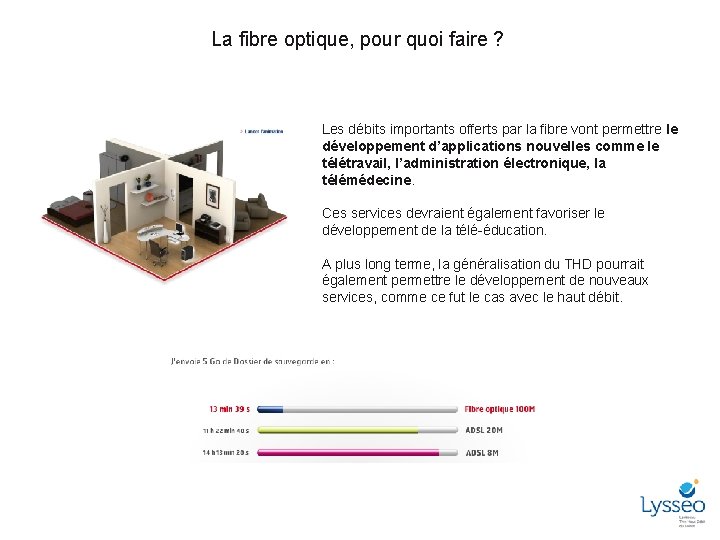 La fibre optique, pour quoi faire ? Les débits importants offerts par la fibre