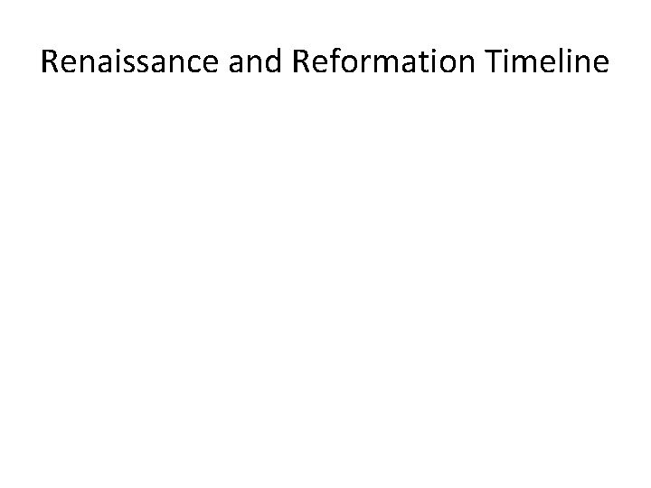 Renaissance and Reformation Timeline 