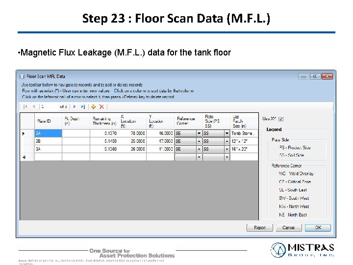 Step 23 : Floor Scan Data (M. F. L. ) • Magnetic Flux Leakage