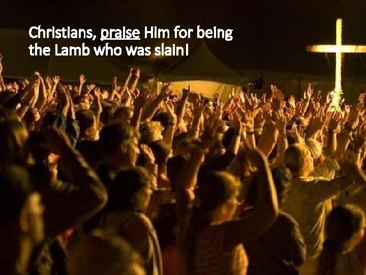 Christians, praise Him for being the Lamb who was slain! 