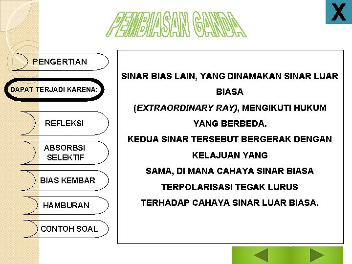 X PENGERTIAN SINAR BIAS LAIN, YANG DINAMAKAN SINAR LUAR DAPAT TERJADI KARENA: BIASA (EXTRAORDINARY