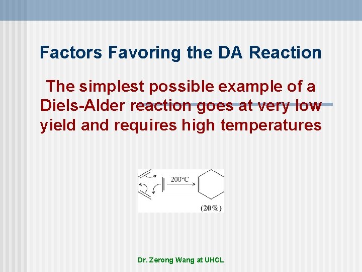 Factors Favoring the DA Reaction The simplest possible example of a Diels-Alder reaction goes