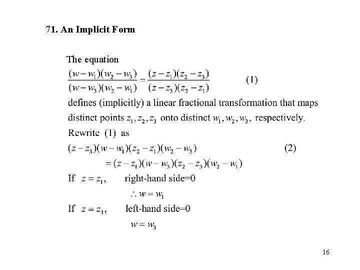 71. An Implicit Form The equation 16 