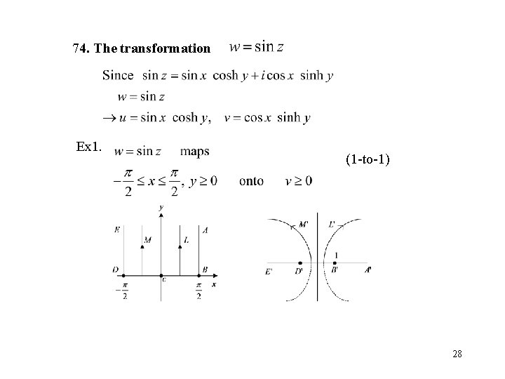 74. The transformation Ex 1. (1 -to-1) 28 