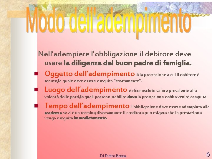 Nell’adempiere l’obbligazione il debitore deve usare la diligenza del buon padre di famiglia. n