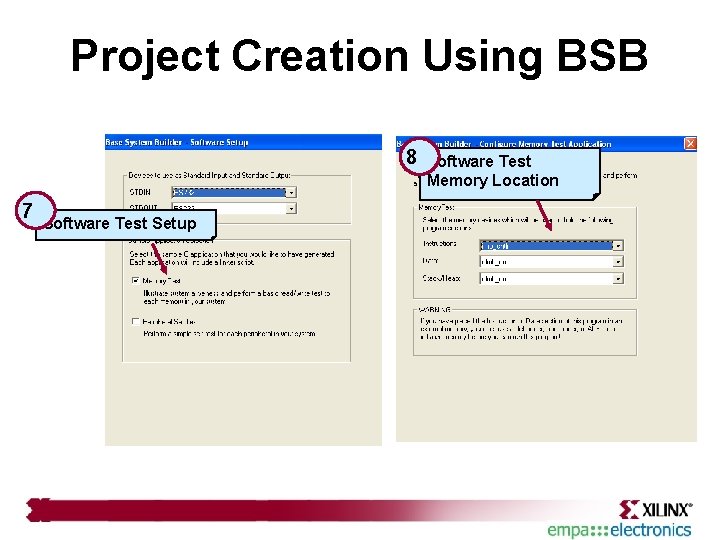 Project Creation Using BSB 8 7 Software Test Setup Software Test Memory Location 