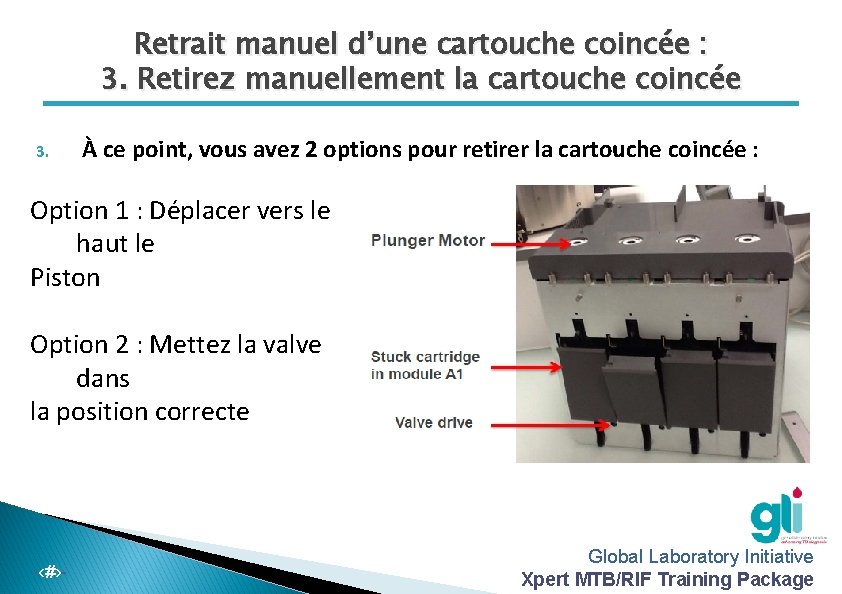 Retrait manuel d’une cartouche coincée : 3. Retirez manuellement la cartouche coincée 3. À