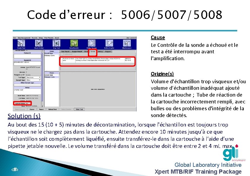 Code d’erreur : 5006/5007/5008 Cause Le Contrôle de la sonde a échoué et le